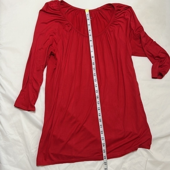𝅺THREE Dots Red Soft ¾ Sleeve Shirt Size Medium - Picture 5 of 6